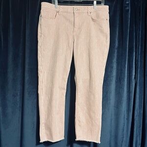 LC Lauren Conrad Pink & White Striped Cropped Jeans
